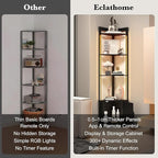 5-Tier Corner Shelf with RGB LED Light, 65" Tall Display Cabinet with Storage, Remote & APP Control, Adjustable Brightness/Color Temp, Floor Lamp with Shelves for Living Room Bedroom (Black)