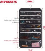 DIOMMELL Hanging Jewelry Organizer 47 Pockets with Zipper for Earrings Necklace Bracelet Ring Accessory Display Storage Bag Travel Holder Box