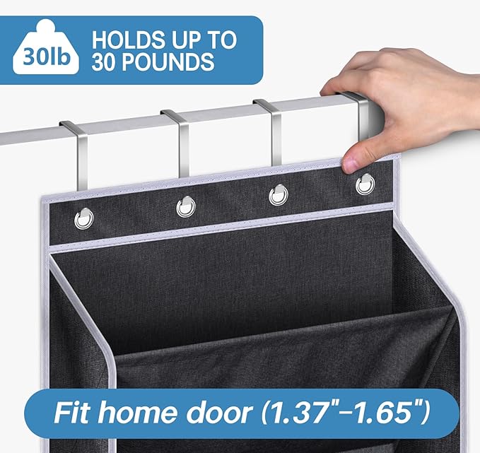 KEETDY Over The Door Shoe Organizer Fit Big Shoes Large Shoe Rack for Door Hanging Shoe Organizer for Closet Door Storage Boots, Black