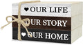 Decorative Books for Home Decor, Rustic Wood Book Stack for Table Decor, Our Life Our Story Our Home Decoration Books for Living Room Bookshelf, Farmhouse Stacked Books Decoration (L56)