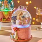 LOVE FOR YOU Gift Wrapped Music Box Cat Lovers Flower Basket Musical Snow Globe Decoration for Girls and Women Kids Niece Sister Daughter Mom Granddaughter Grandma Christmas Birthday Present