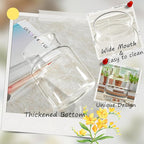 Clear Glass Vase, Large Flower Vase, 8-inch Glass Flower Vase for Plants, Wide Mouth Vase for Home, Wedding, Living Room, Dining Table