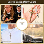 KUXBET Crucifix Cross, Metal Vintage Crucifix with Jesus Crucifix, My Heart/Encouragement Gift Pocket Stress Cross Fidget for Christian Faith, Prayer, Christmas Gifts (4.1inch, Antique)