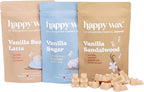 Happy Wax Vanilla Lovers Collection: Natural, Non-Toxic Scented Soy Wax Melts – Total 6oz Variety Pack: Vanilla Bean Latte, Vanilla Sugar, Vanilla Sandalwood