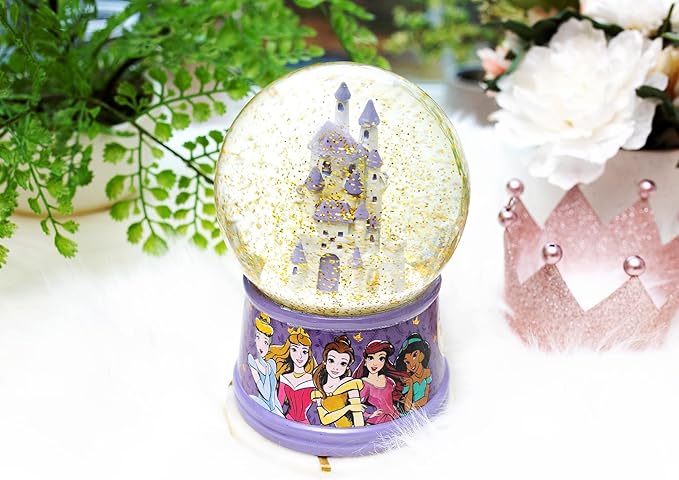 Silver Buffalo Disney Princess Light Up Snow Globe│Cinderella, Aurora, Belle, Ariel, and Jasmine│5.5 Inches Tall, 100mm (Stardard)