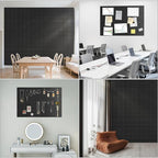 Large Felt Cork Board Alternative - 36" x 24" Black Bulletin Board with 30 Pushpins, 6 Pack Adhesive Cork Board, Sound Absorbing Fabric Wall Tiles, for Office Home Music Class