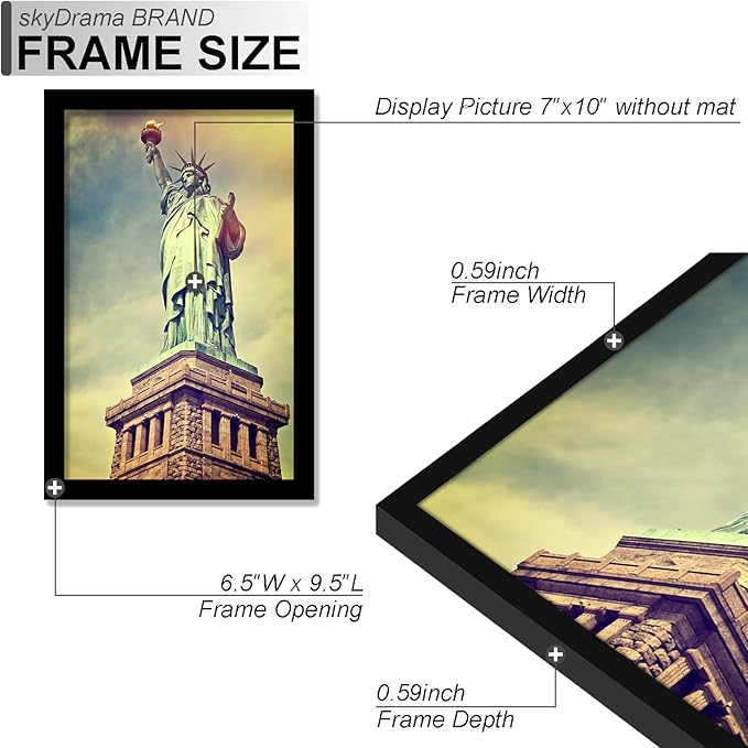 100% Solid Wood 7x10 Picture Frame Set of 2, Black Frame for 7 x 10 Inch Picture Poster Photo, Light Weight 7 by 10 HQ Matte Black Frame for Wall - 2 Pack/Black/7"x10"