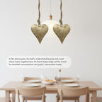 Rustic Iron Wall Accent for Home Decor | Handmade Metal Hanging Décor with Jute Rope | Golden Heart Design (4" & 3.5") Indoor & Outdoor Decoration (Set of 2)