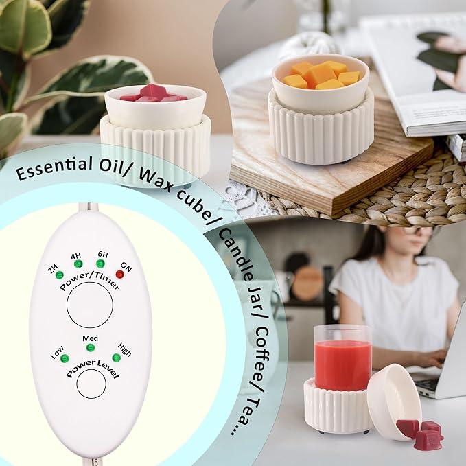 VICTORIA AROMA Ceramic Wax Melt Warmer with Timer Candle Warmer for Scented Wax Electric Fragrance Burner for Home, Office, Bedroom - Gift & Décor