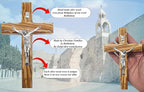 Zuluf 6.3" Olive Wood Catholic Cross with Silver Plated Crucifix Christian Gift from Holy Land Bethlehem CRS065
