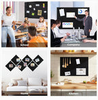 Large Cork Board for Walls |Cork Board Alternative|Felt Wall Tiles| Black Bulletin Board with Removable Adhesive | Cork Boards Pinboard for Office Home Classroom,36"x24",6 Pack,Black