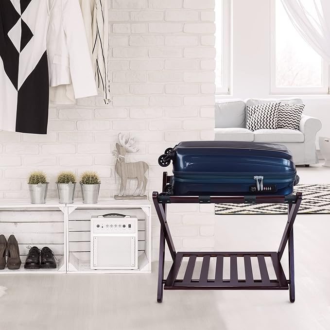 Casual Home Luggage Rack with Shelf, Espresso