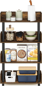 Furinno Turn-N-Tube 4-Tier Toolless Display Rack, Amber Pine/Black