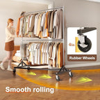 HOKEEPER Z Rack for Clothing Heavy Duty Clothes Rack Hold 550 LBS Commercial Garment Rack with Wheels Rolling Portable Z Base for Bedroom, Living Room, Laundry, Balcony 22.8" D x 62.6" W x 87.8" H