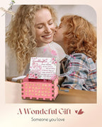 Swooflia Mother's Day Wooden Music Box for Granddaughter - Hand Crank Engraved Musical Box Vintage Mechanism Personalized Gifts for Mom Aunt Daughter Niece Grandma Friend Jesus On Birthday