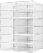 PARANTA 12-Piece Boot and Shoe Storage Box, Stackable Clear Plastic Shoe Box, Space-Saving Shoe Organizer for Boots, Sneakers, and High Heels, Clear