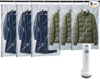 6-Pack Hanging Vacuum Storage Bags with Electric Pump – 3 Long & 3 Short Vacuum Seal Bags for Closet Organization, Space Saver for Suits, Jackets, Coats & Clothing