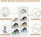 Magnetic Acrylic Clear Shoe Boxes – 360° Transparent Stackable Sneaker Storage & Organizer Box, Professional Shoe Display Case & Multipurpose Storage Bin for Closet (5pcs)