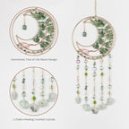 Green Gemstone Dream Catcher 7 Chakras Tree of Life Moon Dream Catchers with Healing Crystal Stones Handmade Suncatcher Dreamcatcher Wall Decor for Adults Living Room,Bedroom,Garden,Bless Gift