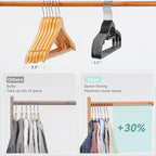 Coat Hangers 50 Pack, Plastic Clothes Hangers Non Slip with Rubber Grip, Heavy Duty Hanger with 360° Swivel Metal Hook, Ultra Thin Hangers Space Saving for Closet Organizer, Black and Dark Gray