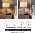 BrightWe Earth Brown Ceramic Table Lamp Set of 2 Tall 22in Lamps for Living Room End Table Bedroom Farmhouse Rustic Lamp Set Bedside Nightstand Lamps Set of Two Side Table Lamps, 22IN