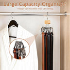 3 Pack Belt Hanger for Closet Organizer, 2026 Upgraded Tie Hangers for Space Saving & Storage, 360° Rotatable & Foldable Hooks, Large Capacity Rack for Tank Top, Bra, Purse (Natural)