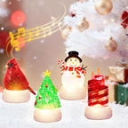 4 Pack Christmas Snow Globes Tree Snowman Cardinal Candle with 8 Songs Music and 6H Timer USB & Battery Powered Water Globe Swirling Glitter for Holiday Decorations (Tree Snowman Cardinal Candle)