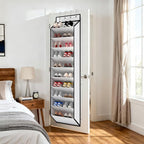 KEEPJOY 10 Tiers White Over Door Shoe Organizer Storage, Hanging Shoe Holder for Door with Large Deep Pockets, Fit 20-30 Pairs Shoe Rack for Sneakers, Boots. (White)