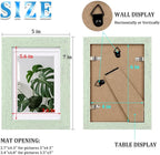 Egofine 4x6 Picture Frames Set of 4, Made of Solid Wood Covered by Plexiglass 3x4.5 and 3.5x5 with Mat or 4x6 without Mat, for Table Top Display and Wall Mounting Photo Frame, Rustic Green