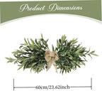 Greenery Garland Swag, 60cm Artificial Olive Branches Swags with Bow, Rustic Eucalyptus Garland Wreaths for Wedding Arch Party Wall Home Decorations