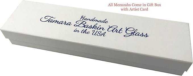 Sparkling Art Glass Mezuzah - Easy Mount Indoor or Outdoor - Weatherproof Metal Case - Gift Box and Non-Kosher Scroll Included - Hand Made in USA - Guaranteed for Life! (Mauve)