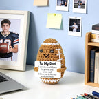 Dad Gifts from Son Daughter Wife, Positive Handmade Crochet Father's Day Birthday Gift, Funny Cute Small Gifts for Dads, I Love You Papa Valentines Day Gift Idea, Unique Football Doll for Step-Dad