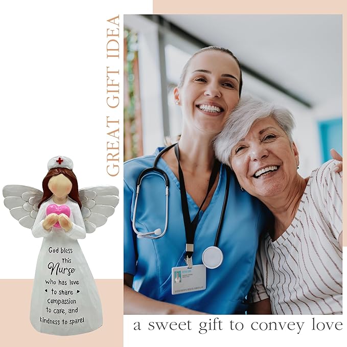 Nurses Gifts - Hand-Painted Nurse Angle Figurine for Women, Nurse Practitioner, RN, Healthcare Workers - Graduation and Medical Graduates Resin Doll - 5.9 Inches Decor for Christmas