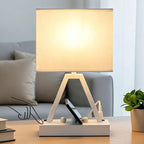 Briever Touch Control Table Lamp, 3-Way Dimmable Desk Lamp with USB C & USB A and AC Outlet, Bedside Lamp with Phone Stands for Bedroom, Living Room, Office, LED Bulb Included, White