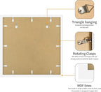 16x16 Picture Frame 3 Pack - White Poster Frame Display Pictures 12x12 with Mat or 16 x 16 Without Mat for Wall Hanging Horizontal and Vertical