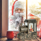 Music Snow Globe Train Lantern with Music and Timer, Battery Operated and USB Cable Santa Lighted Snow Globe Spinning Water Glitter (Bronze, USB Included)