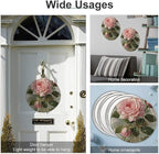 Wall Picture, with Vintage Beautiful Rose Printed Circular Iron Hanging Picture,Wall Art Decor,Home for Bedroom Living Room Bathroom Decor,Iron Painting 11.8X11.8 in