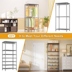 Ulif E13 Heavy Duty Clothes Rack（With 4 Hanger Rods & 8 Shelves） Freestanding Clothing Racks for Hanging Clothes，Adjustable Closet Organizer，Metal Garment Rack 63" W x16 D x77 H，Max Load 900LBS，Grey