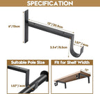 AddGrace Heavy Duty Closet Rod and Shelf Brackets 12 Inch Wall Mounted Closet Rod Bracket with Pole Holder Shelving Support with Screws for Laundry (4 Pack)
