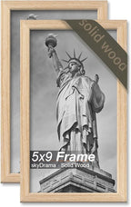Natural Solid Wood 5x9 Picture Frame, Display 5 x 9 Inch Picture Poster Photo, Vertical & Horizontal Wall Hanging - 2 Pack/Natural/5"x9"