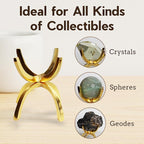 My Shelfie - Modern Brass-Coated Claw Rock Display Stand, Crystal Holder with Invertible Design, Crystal Display Holds Crystals From 2-3 Inches, Handmade Aluminum Rock Stands for Display, Large