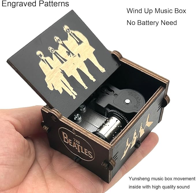 Pursuestar TheBeatles Let It Be Wind Up Music Box, Vintage Engraved Wood Mechanism Musical Gifts for Mother's Day Valentine's Day Christmas Thanksgiving