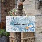 Blueangle Blue Snowman Welcome Sign - Front Door Decor Wall Hanging Acrylic Plaque Porch Decorations for Home