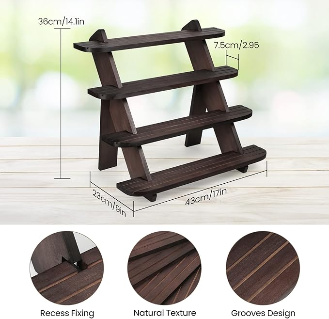 Wooden Cupcake Stand, 4 Tier Shelf Earring & Ring Holder Stands,Tiered Tray Stand Display Shelf Display Riser, Table Display Stand For Vendors, Perfume Organizer, Fragrance Shelf, Spice Rack