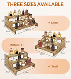 Wooden Cologne Organizer for Men, Perfume Organizer Stand, Cologne Stand with Anti-Slip Washers, Wooden Display Risers Stand for Dessert, Cupcake, Charcoal-Grilled, 3-tier-11.8in