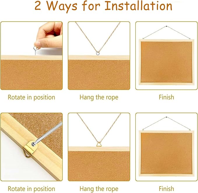 Lyellfe 4 Pack Cork Bulletin Boards, 15.7 x 12 Inch Thick Cork Tiles with Frame Push Pin Hanging Rope, Double Side Rectangle Message Notice Board for Office School Home Decor