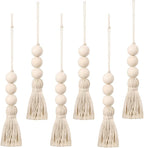 BESPORTBLE 6pcs Wood Bead Garland Ornaments Farmhouse Beads with Tassel Hanging Decoration for Closet Handle Door Handle