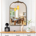 Vintage Baroque Gold Arched Mirror 24" x 36", Ornate Antique Wall Mirror with Metal Frame, Elegant Decorative for Entryway, Living Room, Bedroom, Hallway, or Bathroom Décor
