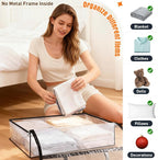 Clear Under Bed Storage Containers - 8 Pack Large Capacity Clothes Storage Bags with Lid & Sturdy Handles, Foldable Moving Bags, Clothing Organizer Totes for Bedding, Comforter, Sheet（40 L）
