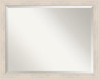 Amanti Art White Wall Mirror 25x31 Hardwood White Wash Narrow Rectangle Bathroom Mirror for Wall Decor Living Room, Large Country Rustic Wood Frame, Hangs Horizonally and Vertically, Bathroom Decor,